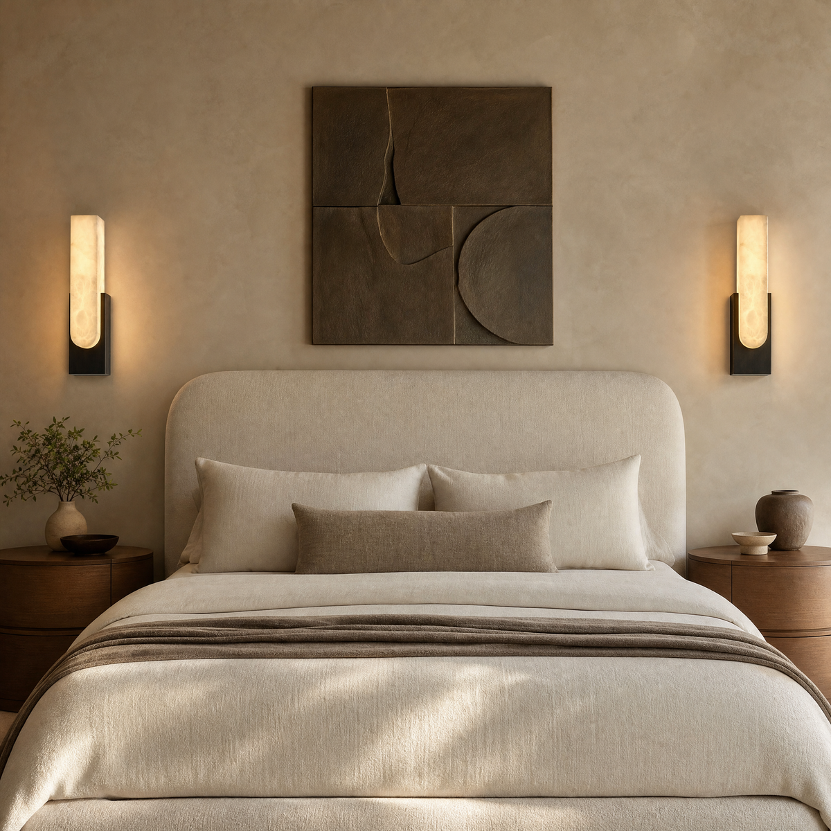 Sculpted Form U-Curve Alabaster Wall Sconce