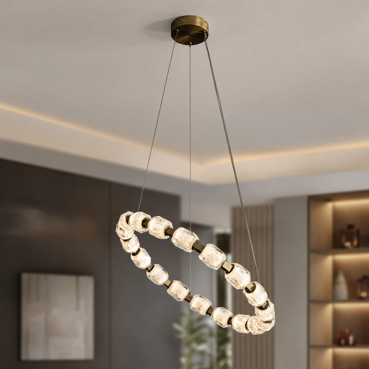 Seduction Round Ring Chandelier, Clear Crystal Beads