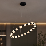 Seduction Round Ring Chandelier, Clear Crystal Beads, Matte Black