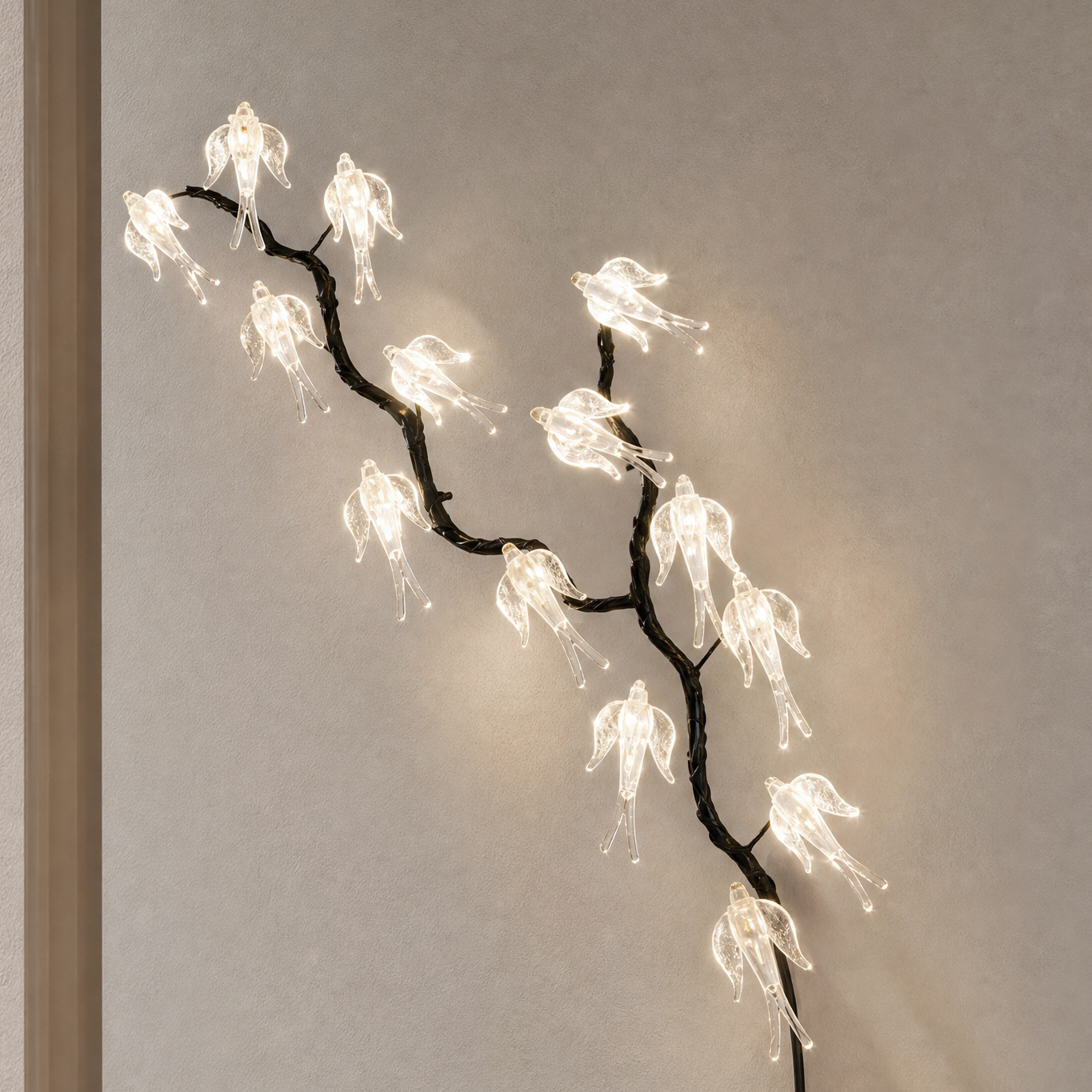 Seeded Glass Bird on Branch LED Wall Sconce