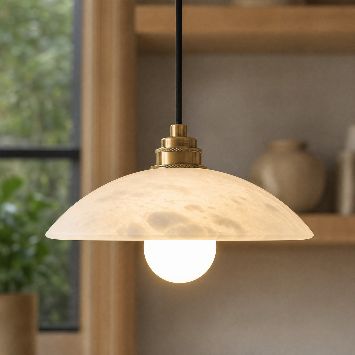 Semi-circular marble single pendant - single package - copper color