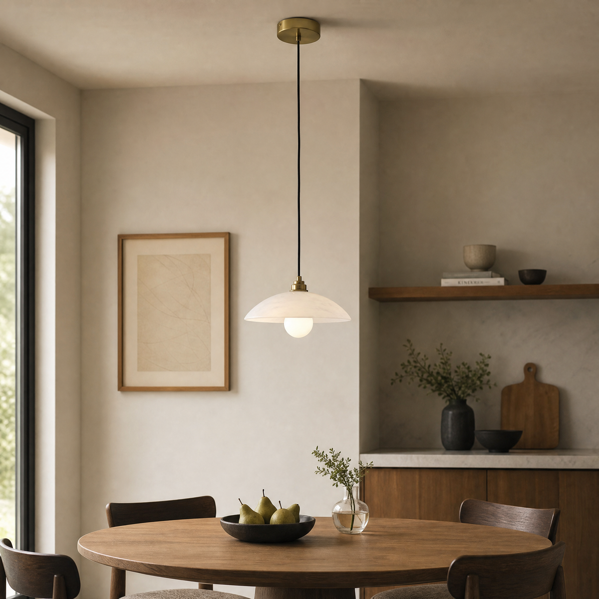 Semi-circular marble single pendant - single package - copper color