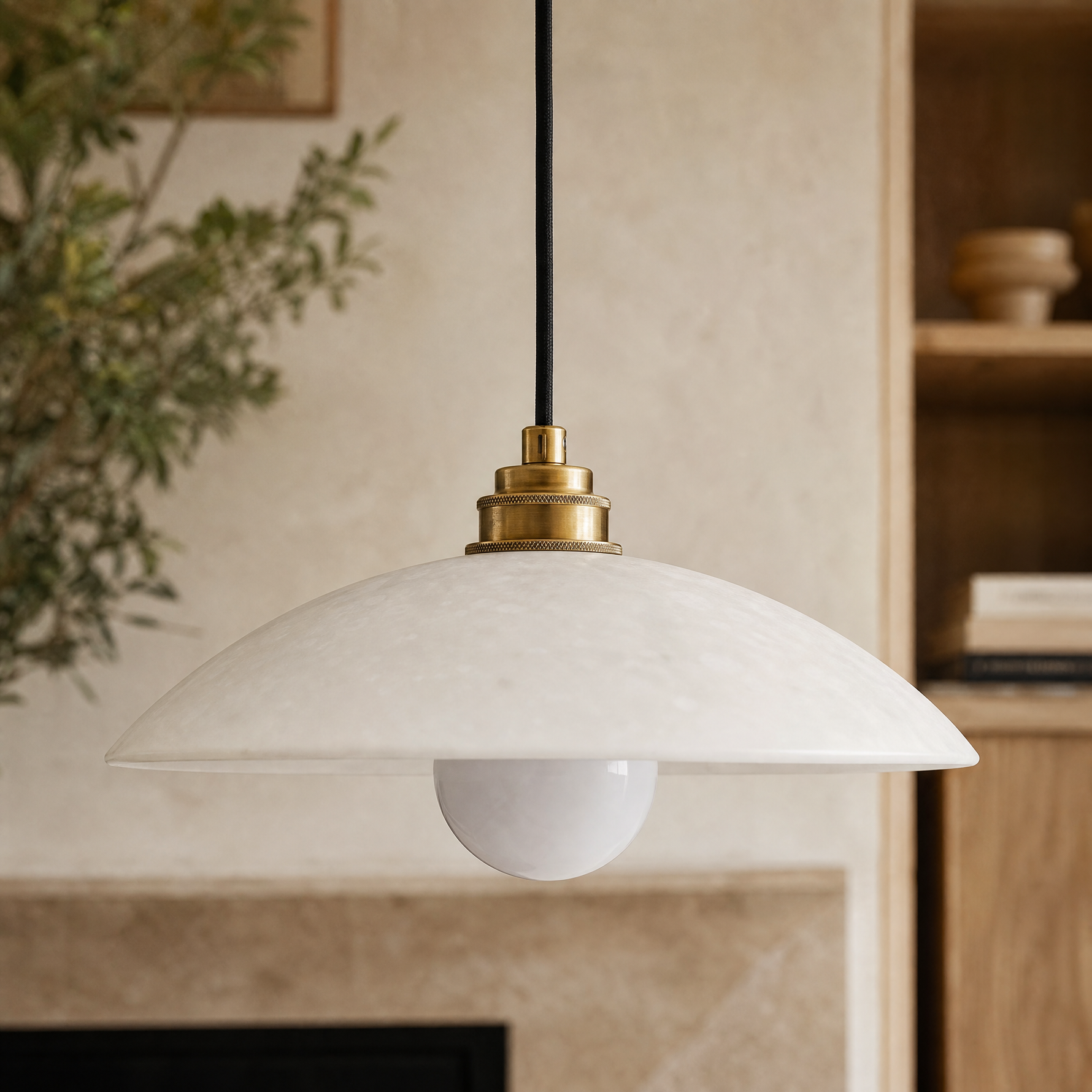 Semi-circular marble single pendant - single package - copper color