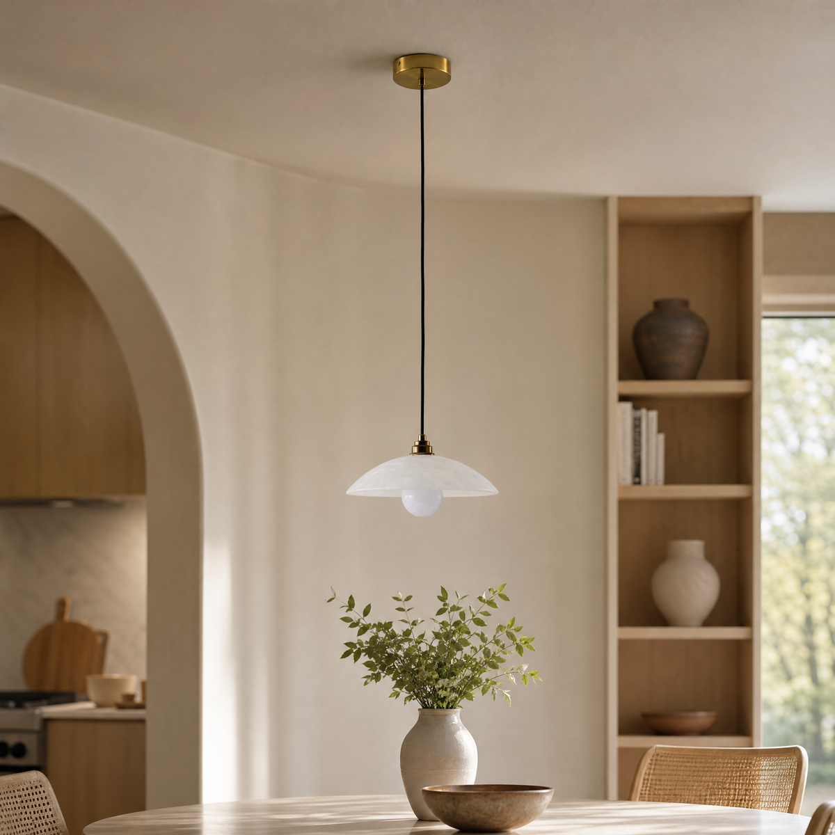 Semi-circular marble single pendant - single package - copper color