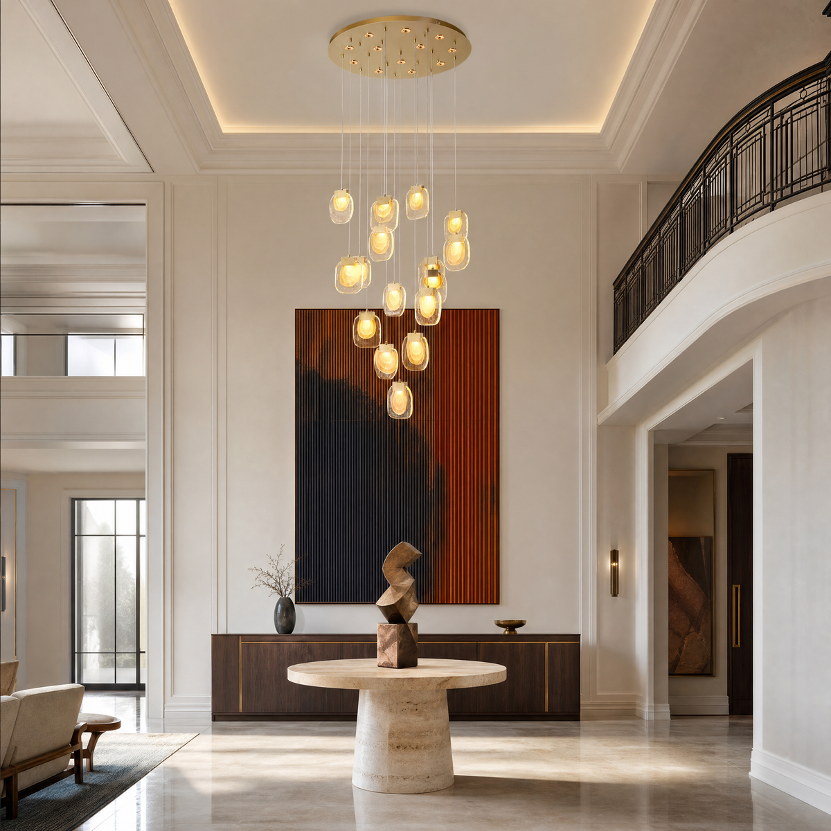 Serenata Hand-Blown Glass Cascading  Chandelier
