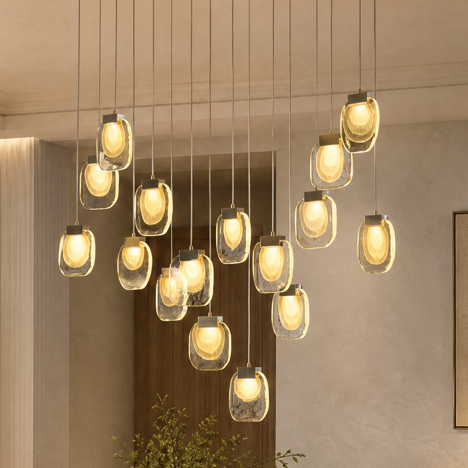 Serenata Hand-Blown Glass Cascading Chandelier 47"