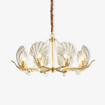 Shell Crystal Chandelier – Brass & Amber Finish, Multiple Heads