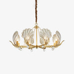 Shell Crystal Chandelier – Brass & Amber Finish, Multiple Heads