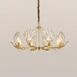 Shell Crystal Chandelier – Brass & Amber Finish, Multiple Heads
