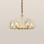 Shell Crystal Chandelier – Brass & Amber Finish, Multiple Heads