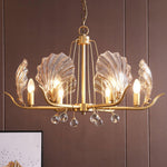 Shell Crystal Chandelier – Brass & Amber Finish, Multiple Heads