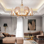 Shell Crystal Chandelier – Brass & Amber Finish, Multiple Heads