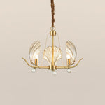 Shell Crystal Chandelier – Brass & Amber Finish, Multiple Heads