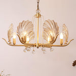 Shell Crystal Chandelier – Brass & Amber Finish, Multiple Heads