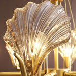 Shell Crystal Chandelier – Brass & Amber Finish, Multiple Heads