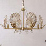 Shell Crystal Chandelier – Brass & Amber Finish, Multiple Heads