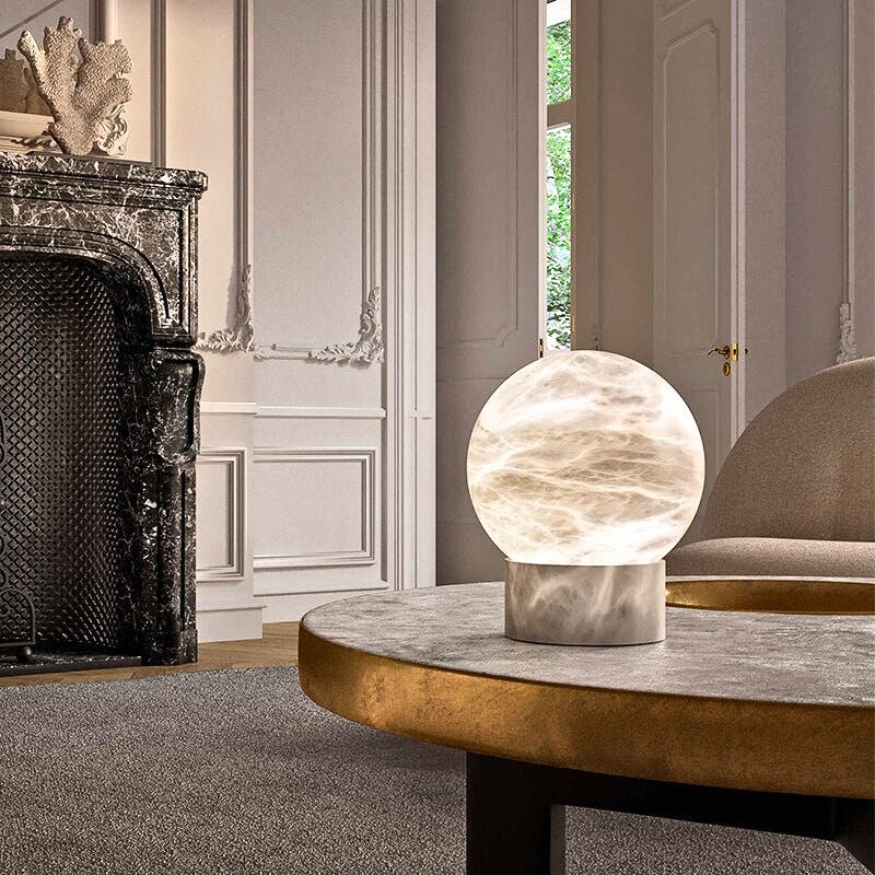 Shumu Modern Alabaster Table Lamp For Living Room, Bedroom