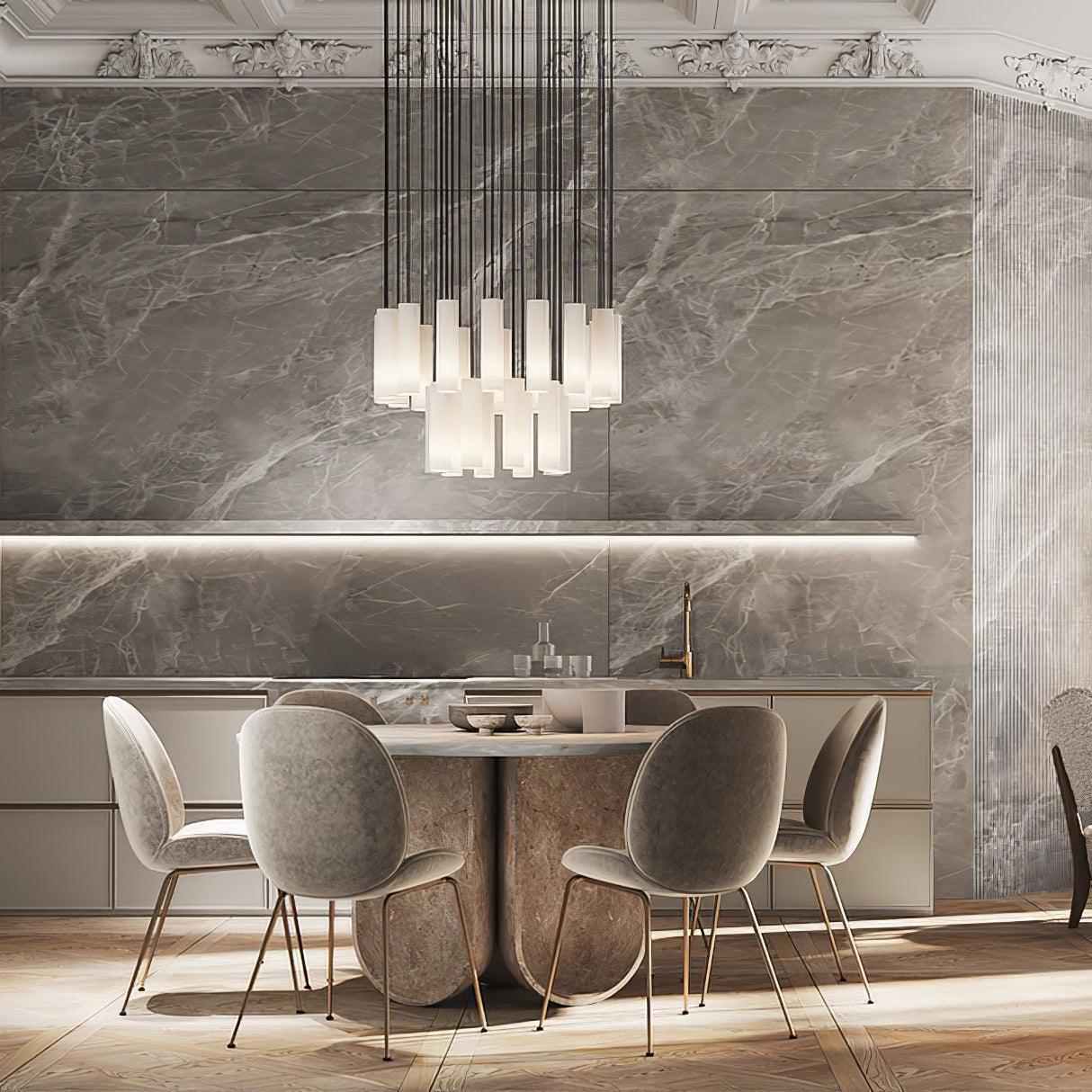 Silo Pendant Light White Alabaster Cylinder Ceiling Lamp