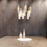 Silo Pendant Light White Alabaster Cylinder Ceiling Lamp