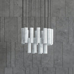 Silo Pendant Light White Alabaster Cylinder Ceiling Lamp