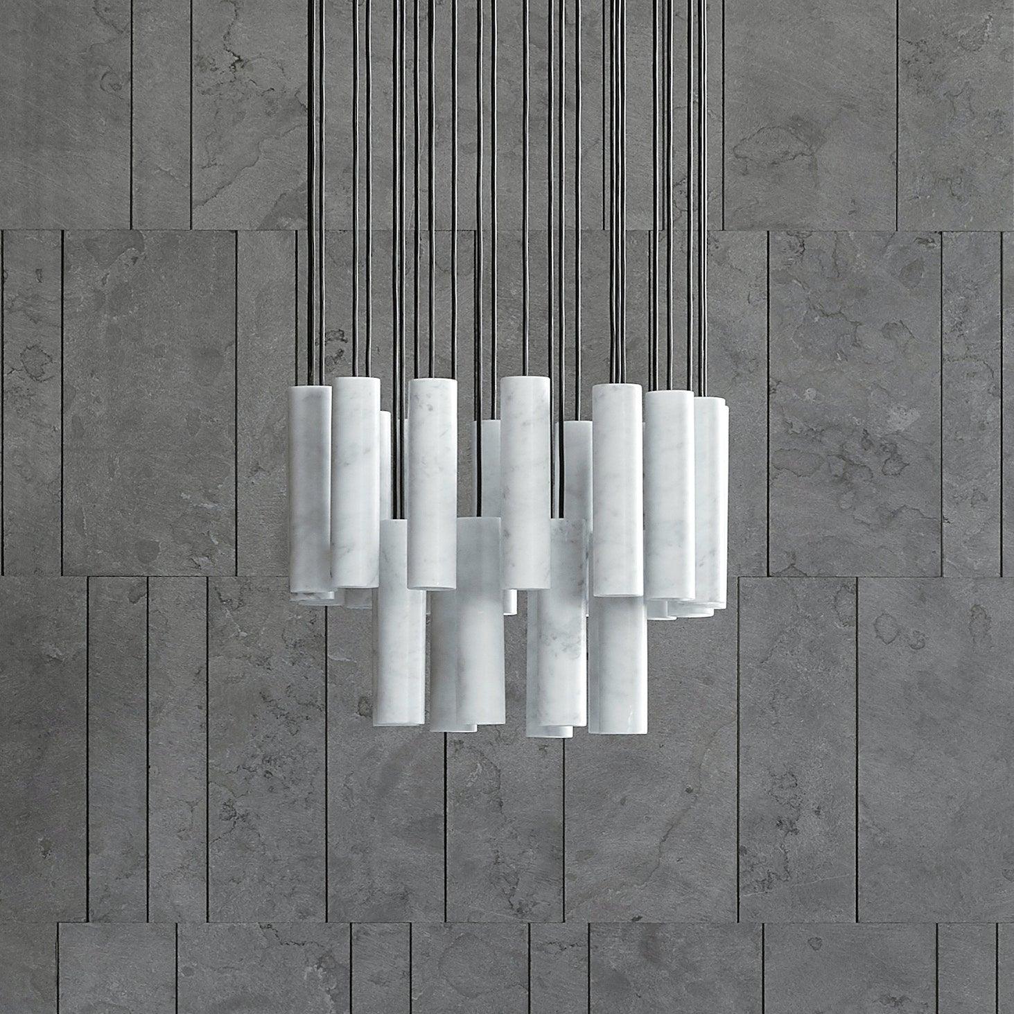 Silo Pendant Light White Alabaster Cylinder Ceiling Lamp