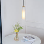 Silo Pendant Light White Alabaster Cylinder Ceiling Lamp