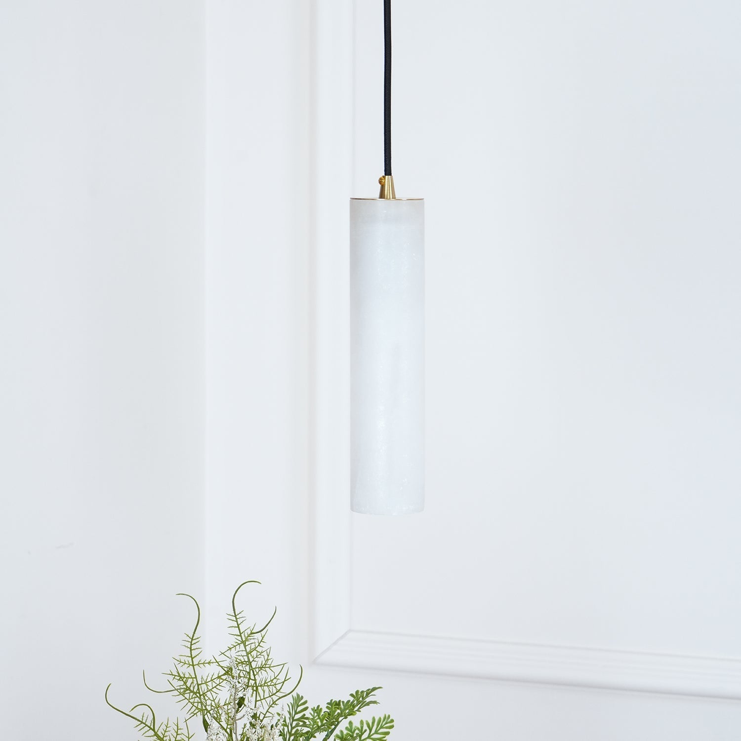 Silo Pendant Light White Alabaster Cylinder Ceiling Lamp