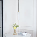 Silo Pendant Light White Alabaster Cylinder Ceiling Lamp