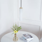 Silo Pendant Light White Alabaster Cylinder Ceiling Lamp
