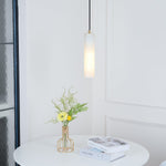 Silo Pendant Light White Alabaster Cylinder Ceiling Lamp