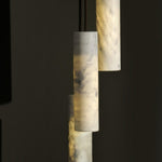 Silo Pendant Light White Alabaster Cylinder Ceiling Lamp