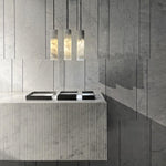 Silo Pendant Light White Alabaster Cylinder Ceiling Lamp