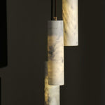 Silo Pendant Light White Alabaster Cylinder Ceiling Lamp