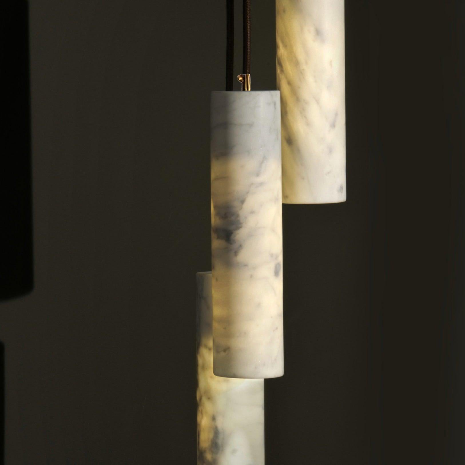 Silo Pendant Light White Alabaster Cylinder Ceiling Lamp
