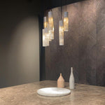 Silo Pendant Light White Alabaster Cylinder Ceiling Lamp