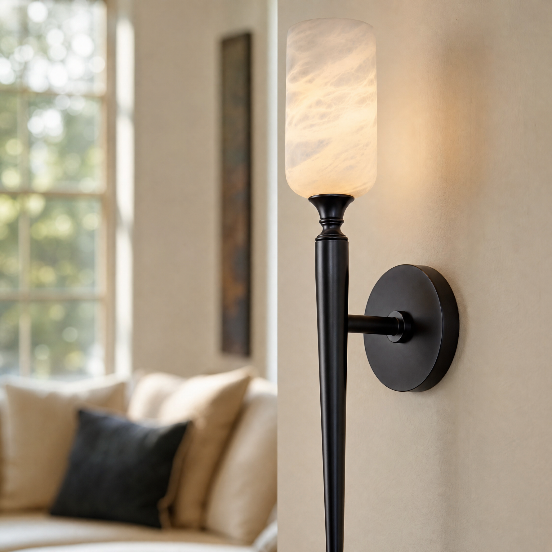 Single-head Cloud Stone Wall Lamp - Black Single Package