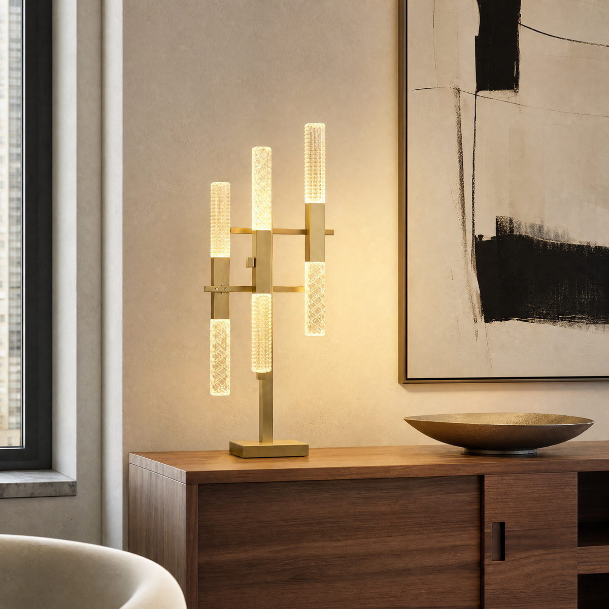 Siro Crystal Glass Table Lamp 12"