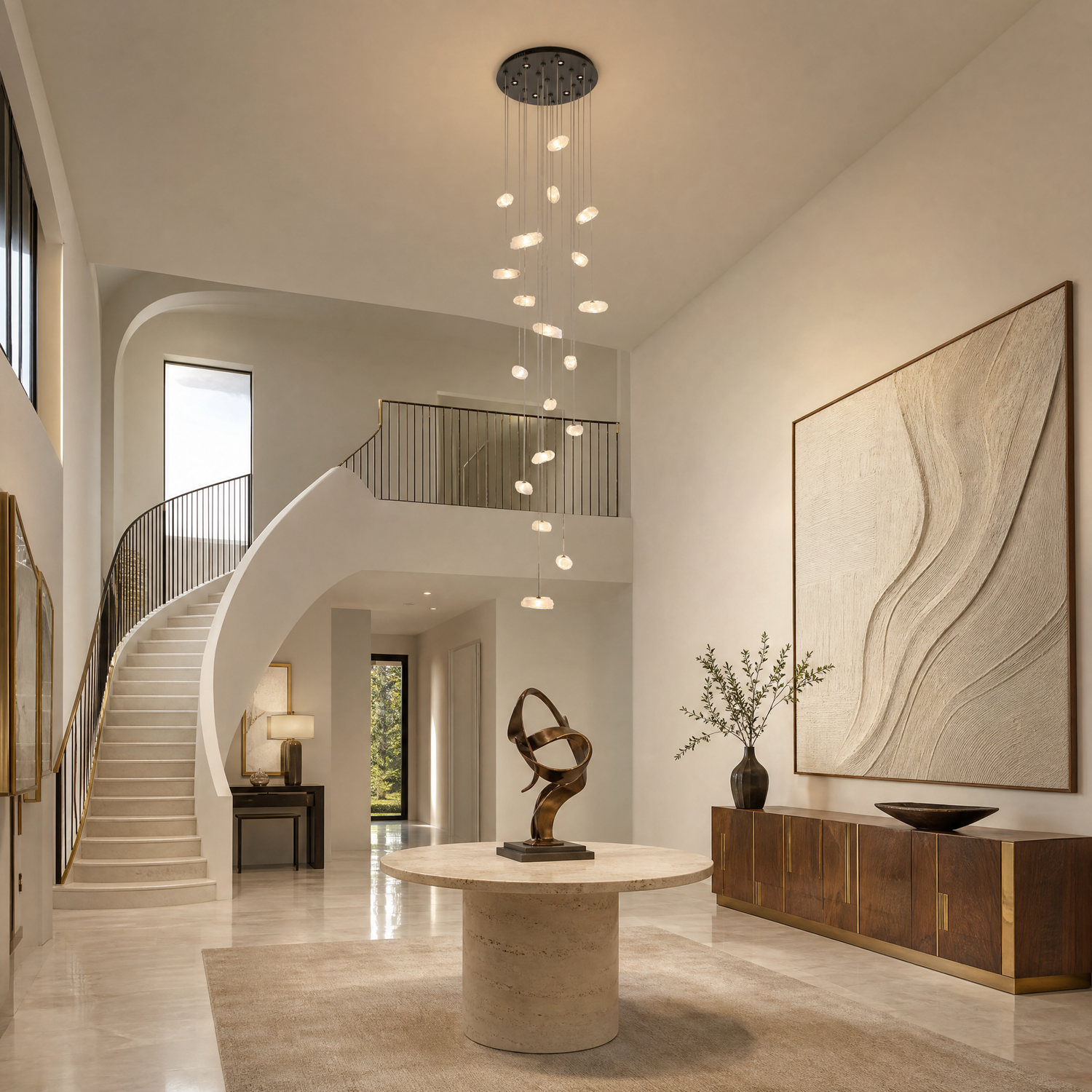 Sloane Rock Crystal Cluster Pendant Light