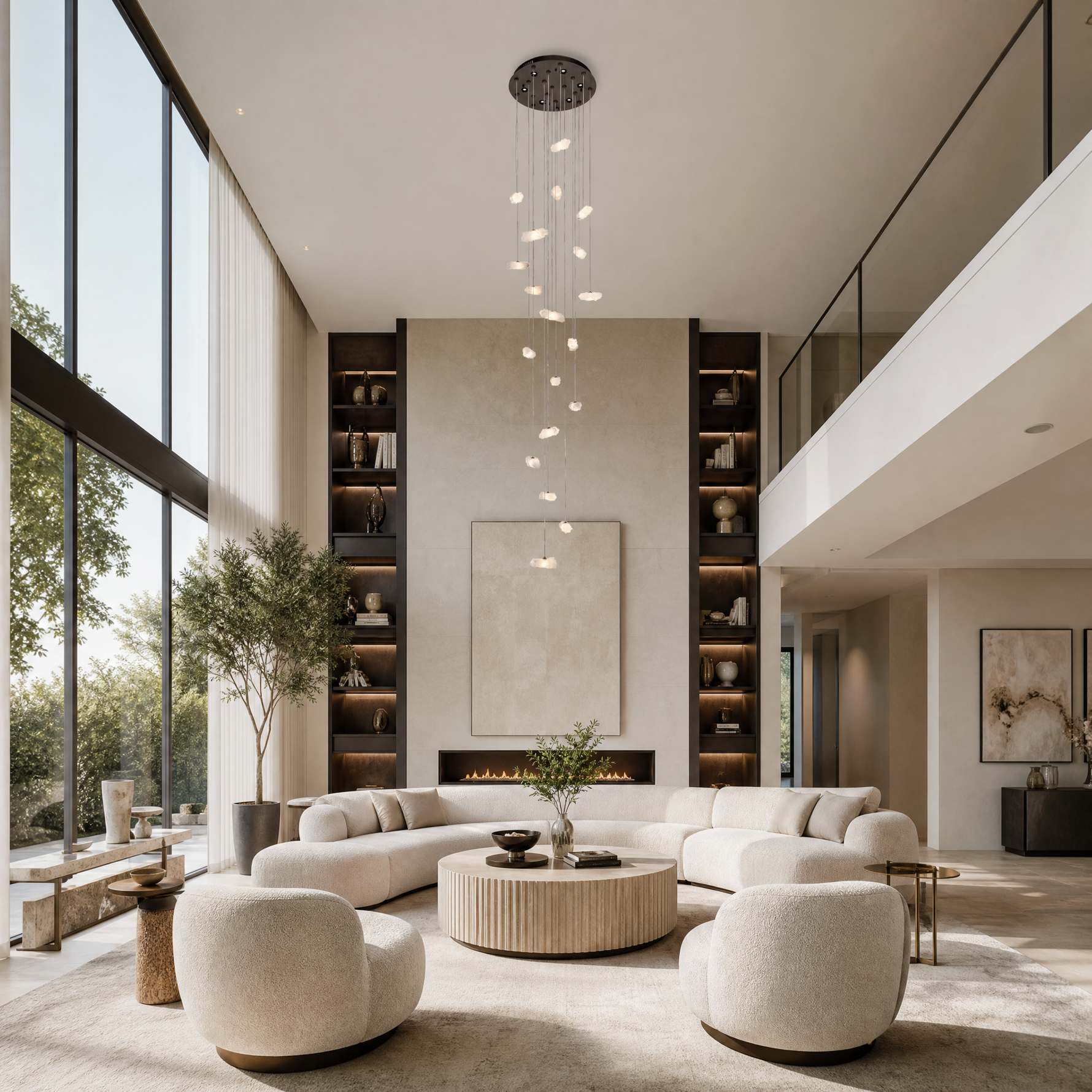 Sloane Rock Crystal Cluster Pendant Light