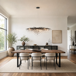 Small Water Drop Branch Oval Pendant 155cm - Black
