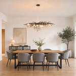 Small Water Drop Branch Oval Pendant 155cm - Black