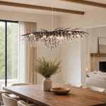 Small Water Drop Branch Oval Pendant 155cm - Black