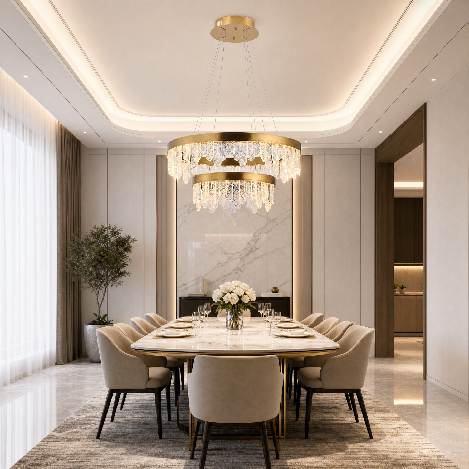 Soffione Glass Duo Chandelier
