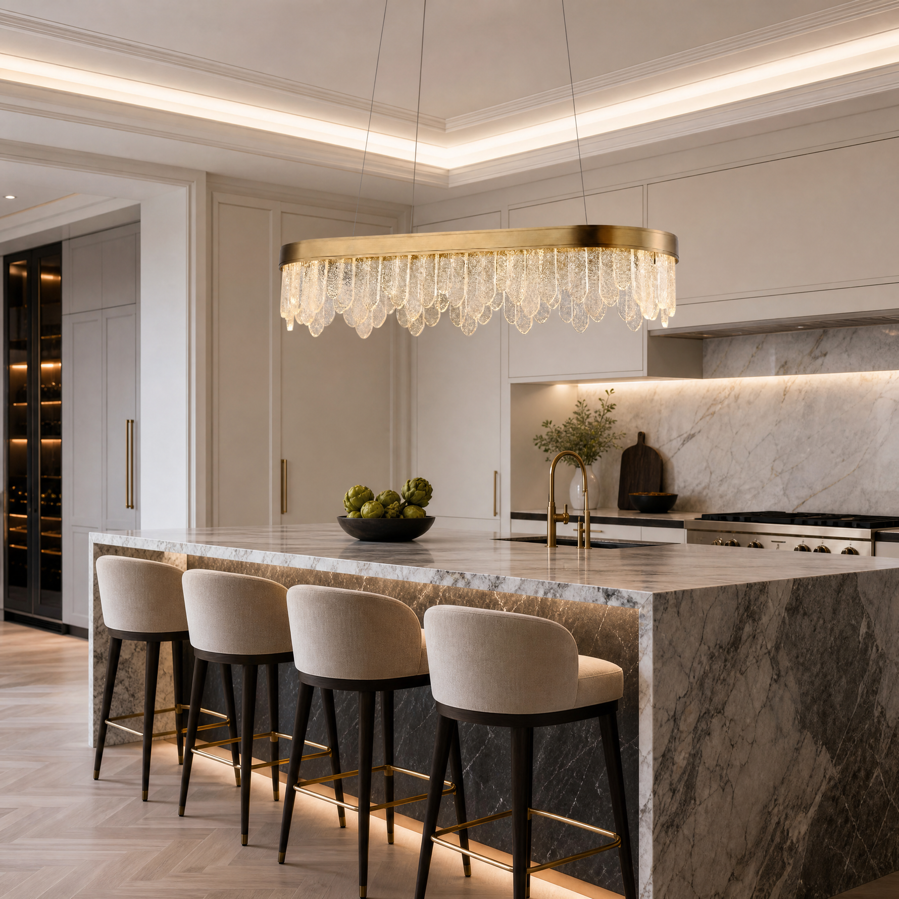 Soffione Glass Linear Chandelier