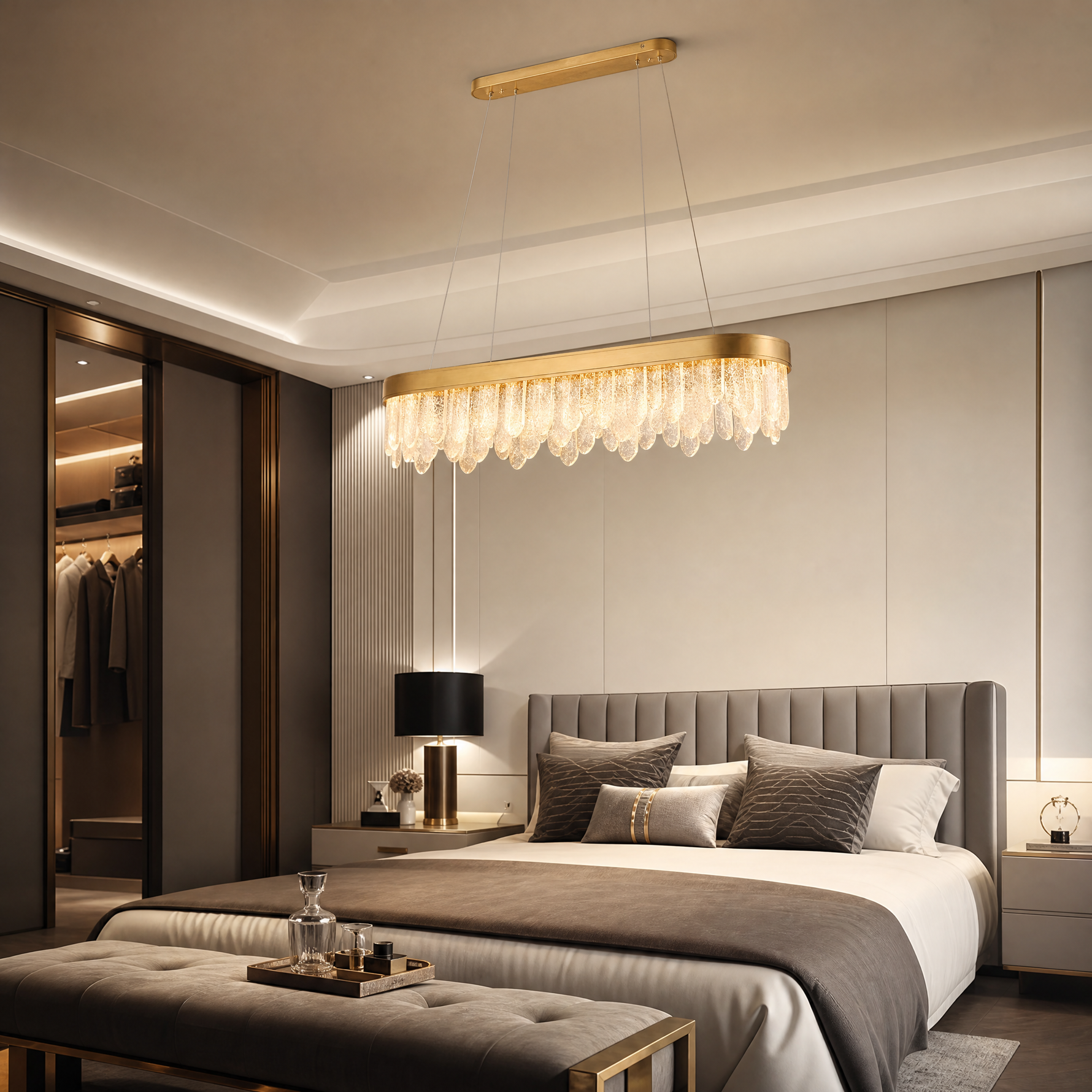 Soffione Glass Linear Chandelier
