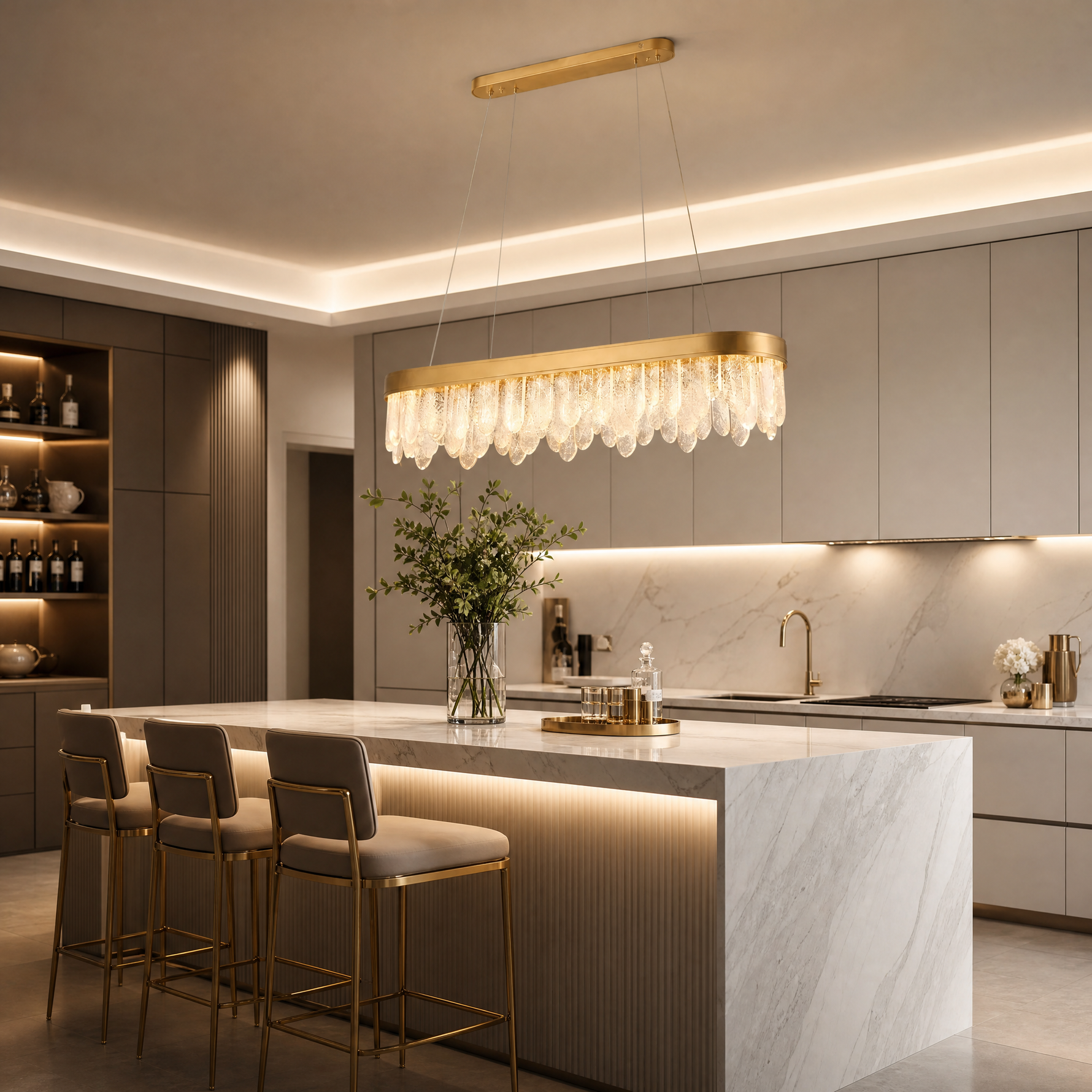 Soffione Glass Linear Chandelier