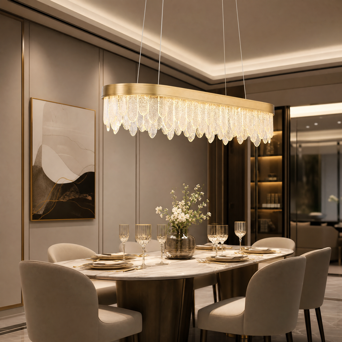 Soffione Glass Linear Chandelier