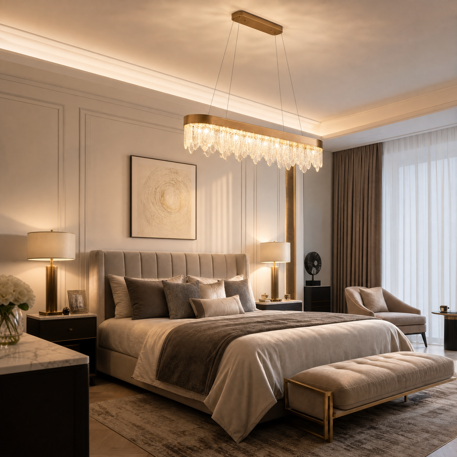 Soffione Glass Linear Chandelier