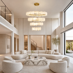 Spiral Alabaster Chandelier – Gold & White 4‑6 Layer Luxury Ceiling Light