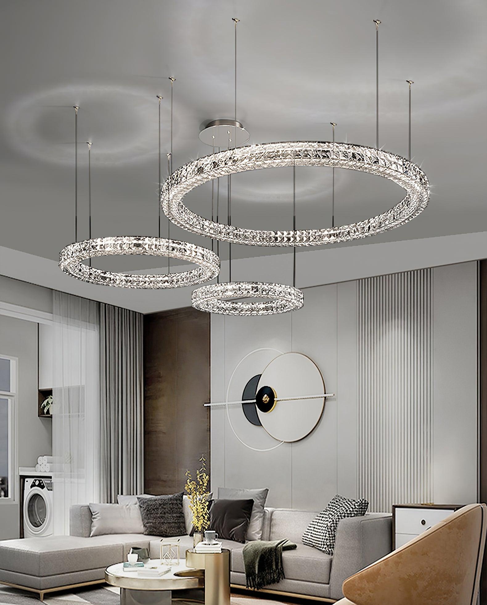 Spiridon Crystal Chandelier with Integrated LED – Silver Finish